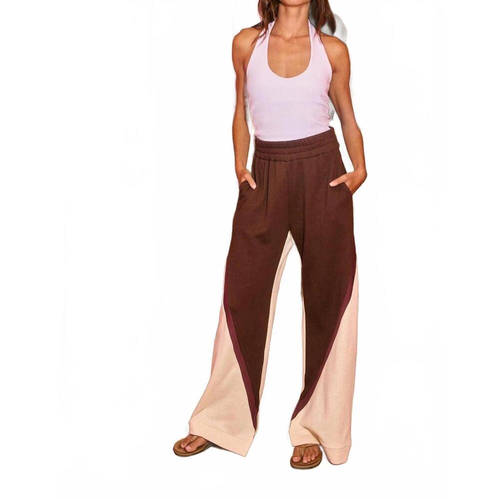 NEW BUCKETLIST contrast detail sweatpants in brown/oatmeal